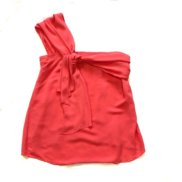 Eloquii Tops - Eloquii one shoulder wrap tie sash coral top